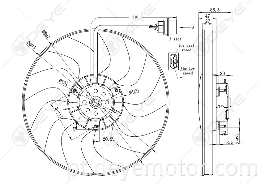 6Q0959455AE ventilador do radiador automático para VW POLO DERBY SKODA PRAKTIK SEAT CORDOBA